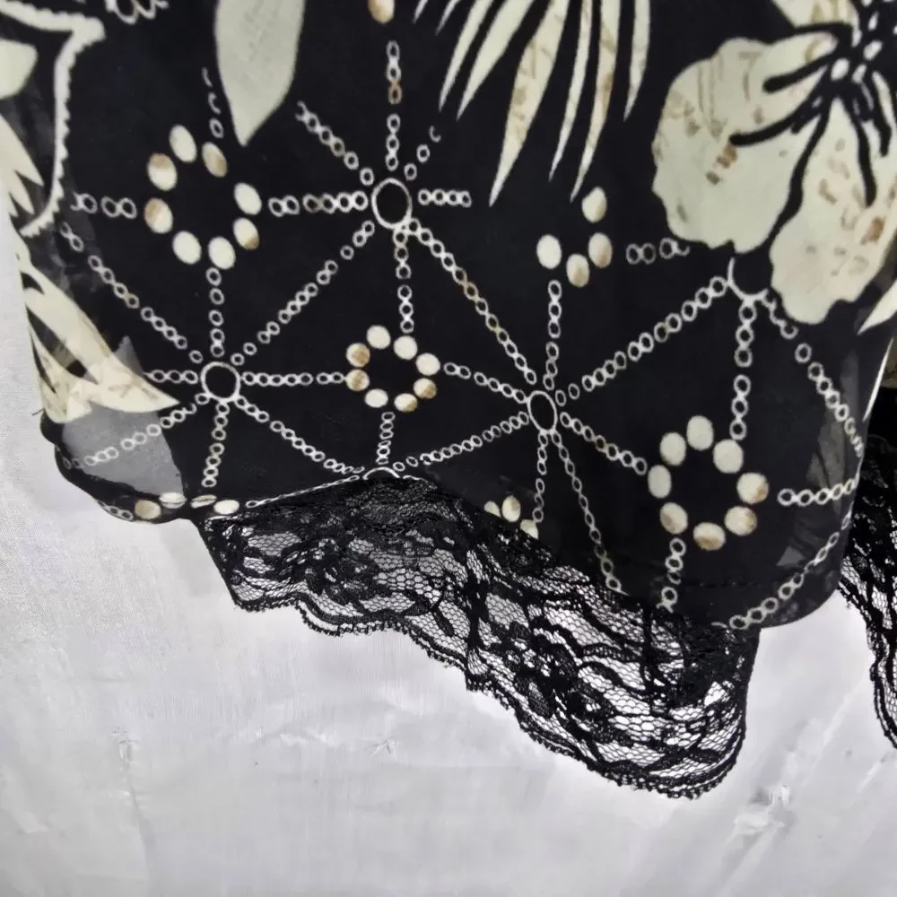 White House Black Market Sleeveless Blouse Black Floral Top - Picture 7 of 12